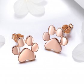 Rose Gold Cute Cat Paw Stud Earrings - PANDORA Style - SCE407-3