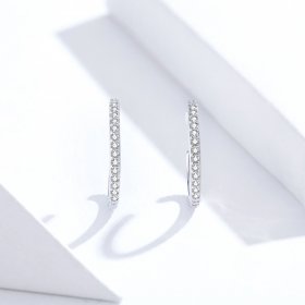 Pandora Style Silver Hoop Earrings, Simple - SCE842