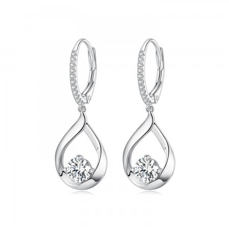 Pandora Style Drop Moissanite Earrings (Two Certificates) - MSE032