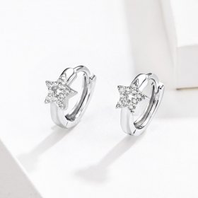 Pandora Style Silver Hoop Earrings, Starry Light - BSE172