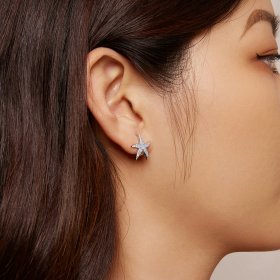 Pandora style hoops earrings featuring a starfish design - BSE840