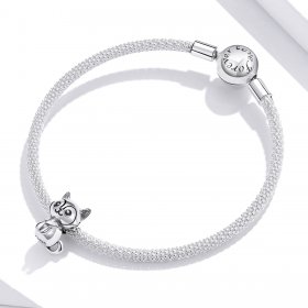 Pandora Style Silver Charm, Lovely Dog, Enamel - SCC1829