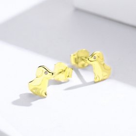 Gold-Plated Puppy Stud Earrings - PANDORA Style - SCE584-C