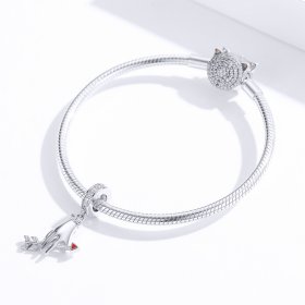 Pandora Style Silver Dangle Charm, Love Arrow, Red Enamel - SCC1375