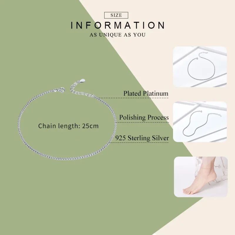 (image for) Silver Simple Anklet - SCT002 - View 2