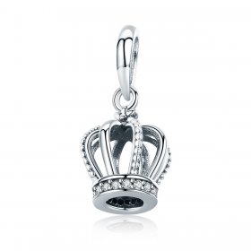 Pandora Style Silver Bangle Charm, Elegant Crown - SCC781