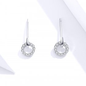 Pandora Style Silver Stud Earrings, Small Circle - SCE767