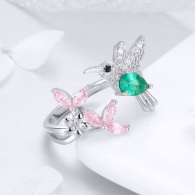 Pandora Style Silver Open Ring, Gift of Hummingbird - BSR016