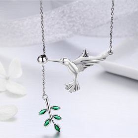 Silver Greetings From Hummingbirds Necklace - PANDORA Style - SCN217