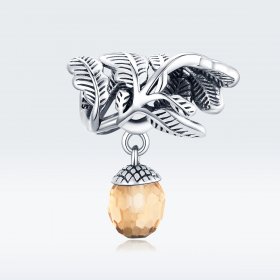 Pandora Style Silver Bangle Charm, Lucky Pine Cone - BSC336