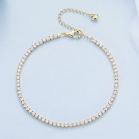 Pandora Style Golden Exquisite Zircon Chain Bracelet - BSB097-B