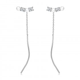 PANDORA Style Bead Zircon Drop Earrings - SCE1448