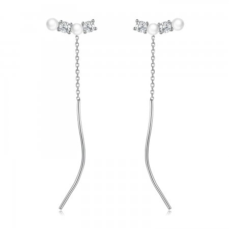 PANDORA Style Bead Zircon Drop Earrings - SCE1448