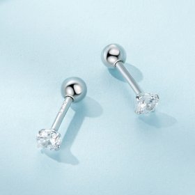 Pandora Style White Zirconium Studs Earrings - SCE1646-S