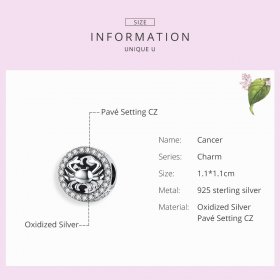 Silver Cancer Charm - PANDORA Style - SCC1213