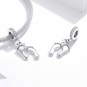 Pandora Style Silver Bangle Charm, Little Feet - SCC1692
