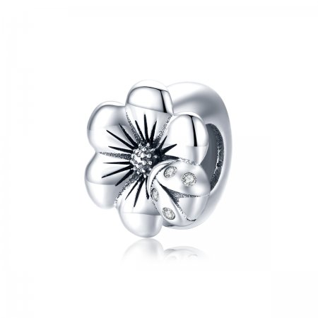 Pandora Style Silver Charm, Blooming Flower - SCC1722