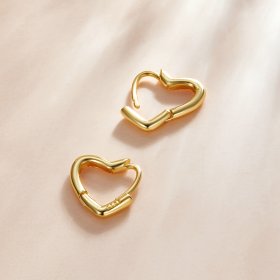 PANDORA Style Metal Heart Hoop Earrings - SCE1174-B