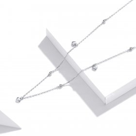 Pandora Style Silver Necklace, Heart Shape, Enamel - SCN417
