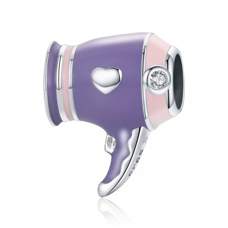 Pandora Style Silver Charm, Mini Hair Dryer, Multicolor Enamel - SCC1865