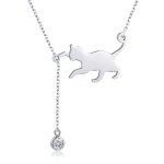 Silver Naughty Kitten Necklace - PANDORA Style - SCN232