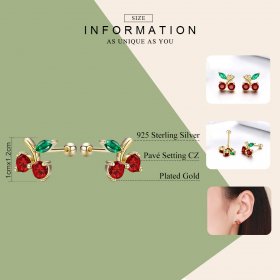 Gold-Plated Cherry Stud Earrings - PANDORA Style - SCE543