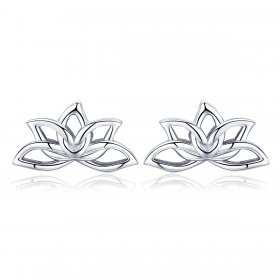 Pandora Style Silver Stud Earrings, Fresh Lotus - BSE024