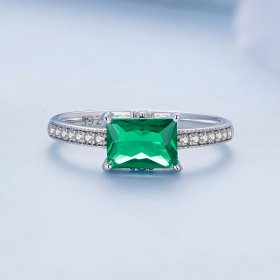 Pandora Style Green Stone Ring - BSR461