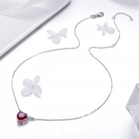 Silver Red Angel Heart Necklace - PANDORA Style - SCN285