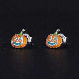 Pandora Style Glow-In-The-Dark Pumpkin Personalized Studs Earrings - SCE1640