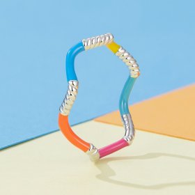 Pandora Style Rainbow Wavy Irregular Ring - SCR941