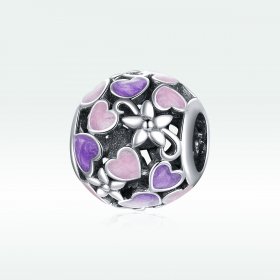 Pandora Style Silver Charm, Love Flowers, Multicolor Enamel - SCC1798