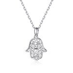 Pandora Style Silver Necklace, Lucky Hand, Enamel - SCN434
