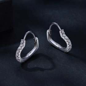 Pandora Style Heart-Shaped Moissanite Hoop Earrings (One Certificate) - MSE035