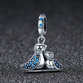 Pandora Style Silver Bangle Charm, Baby Bird With Mother - SCC426
