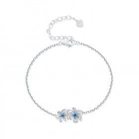 Pandora Style Blue Flower Chain Bracelet - BSB138