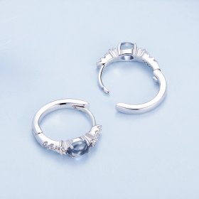 Pandora Style Star Blue Glass Hoop Earrings - BSE859