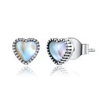 Pandora Style Silver Stud Earrings, Elevated Heart - SCE929