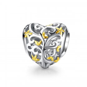 Silver & Gold-Plated Life Tree Charm - PANDORA Style - SCC1249