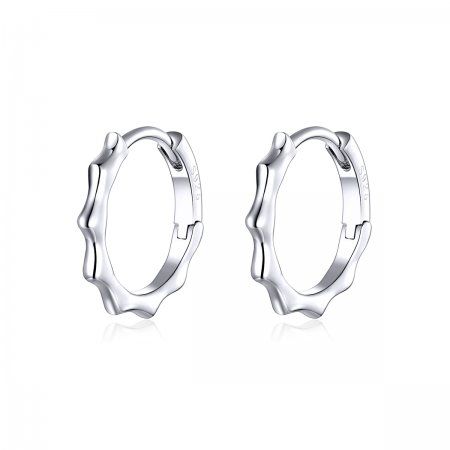 Pandora Style Silver Hoop Earrings, Simple Line - SCE843