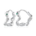 Pandora Style Heart-Shaped Spirit Snake Hoop Earrings - BSE911