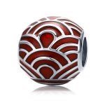 Pandora Style Silver Charm, Colorful, Crimson Enamel - BSC133