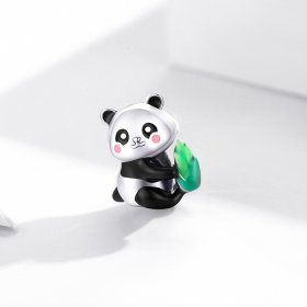 Pandora Style Silver Charm, Lovely Panda Cub, Multicolor Enamel - SCC1832