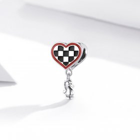 Pandora Style Silver Charm, Heart-Shaped Board, Multicolor Enamel - SCC1833