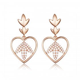 Rose Gold Autumn Love Hanging Earrings - PANDORA Style - SCE557