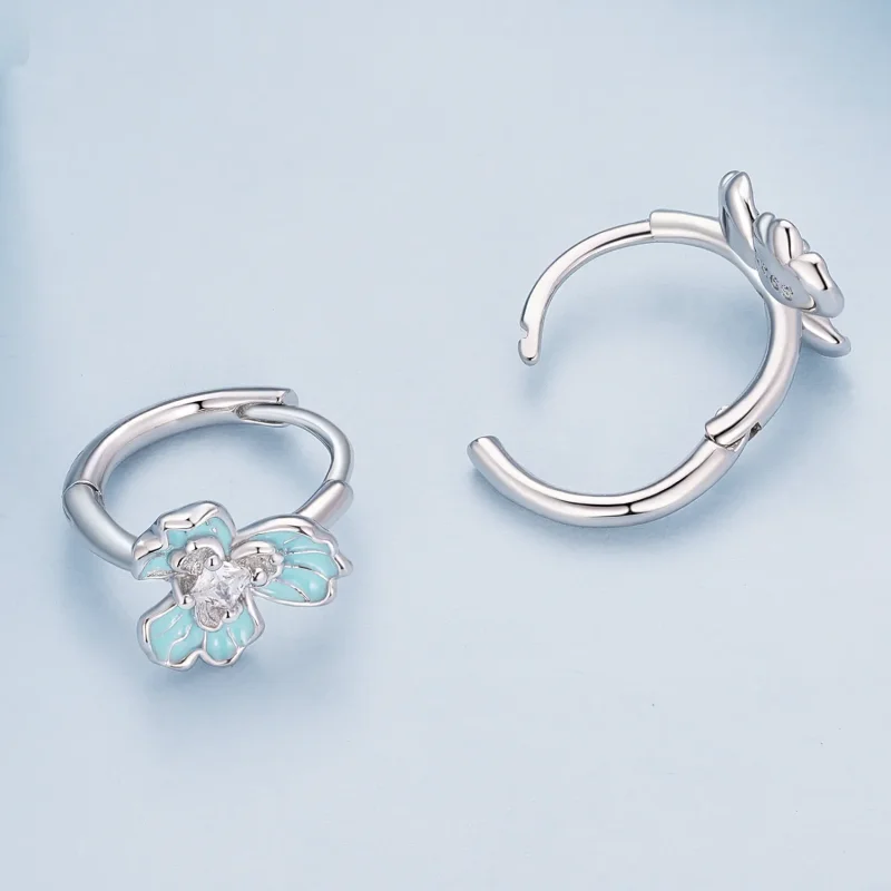 (image for) Pandora-inspired Blue Iris Hoops Earrings - BSE843 - View 4