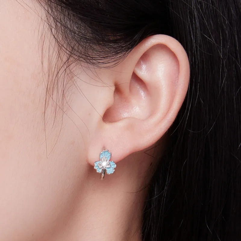 (image for) Pandora-inspired Blue Iris Hoops Earrings - BSE843 - View 6