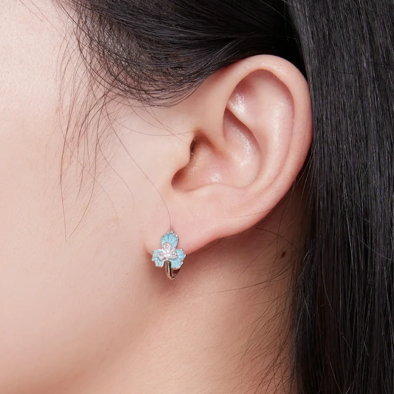 (image for) Pandora-inspired Blue Iris Hoops Earrings - BSE843 - View 7