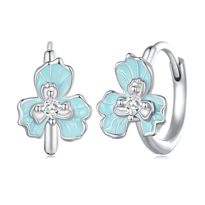 (image for) Pandora-inspired Blue Iris Hoops Earrings - BSE843 - Product Image