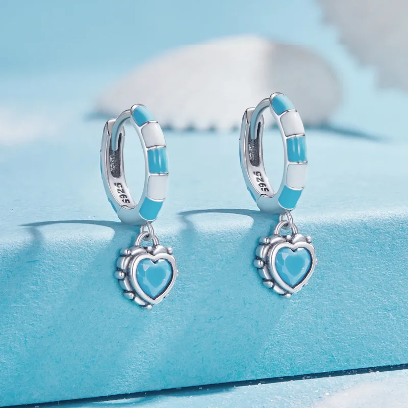 (image for) Pandora-inspired heart-shaped hoops earrings - SCE1594 - View 2